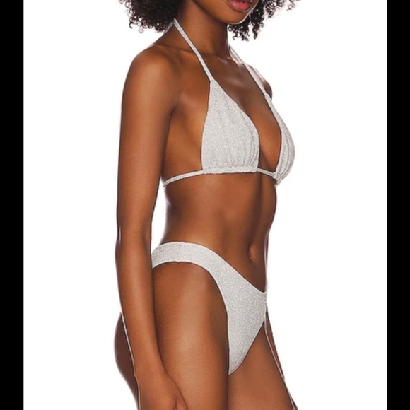Good American Tiny Ties Silver Sparkle Bikini - Picture 3 of 7